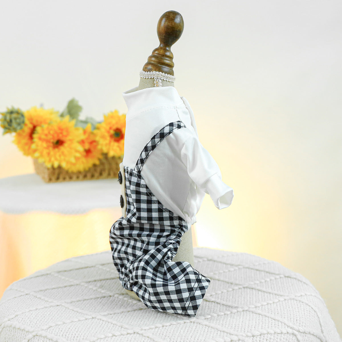 Fashion Personalized Pet Dog Plaid Overalls
