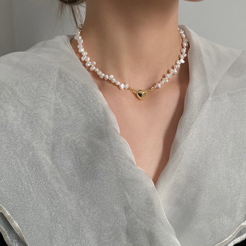 Baroque Natural Pearl Necklace Women's Love