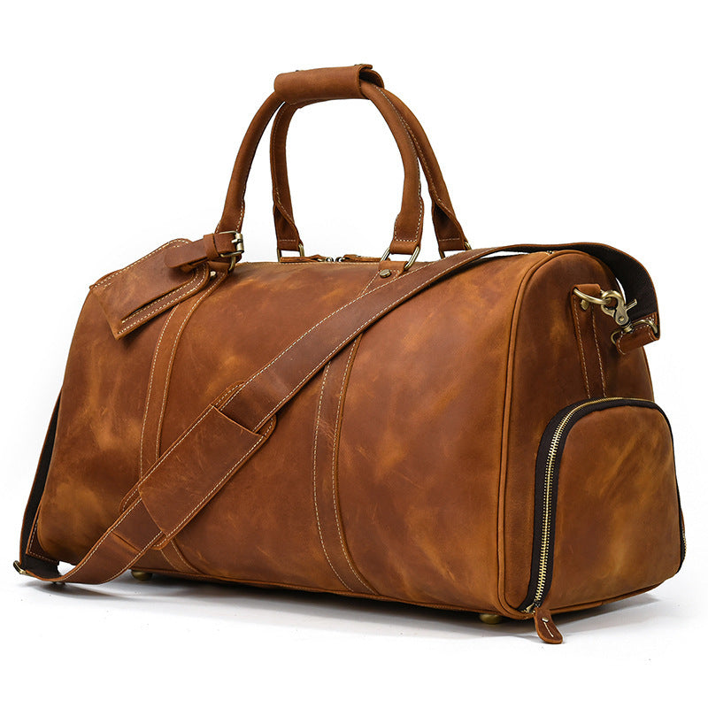 Sac de voyage rétro en cuir véritable de première couche pour hommes
