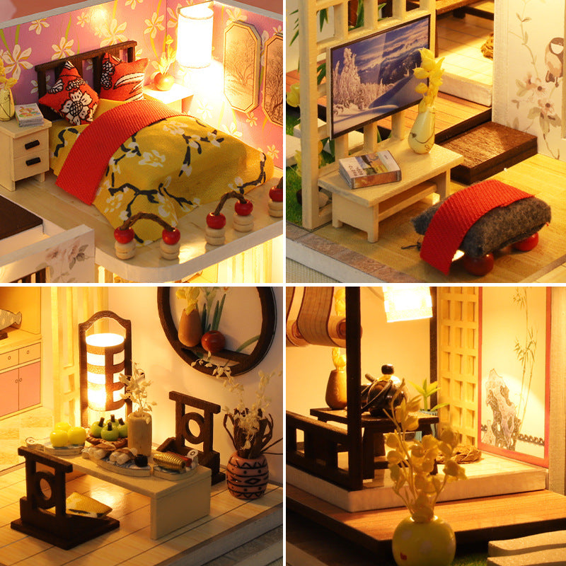 Cottage Bamboo Maple Small House Wooden Duplex Loft Villa Model