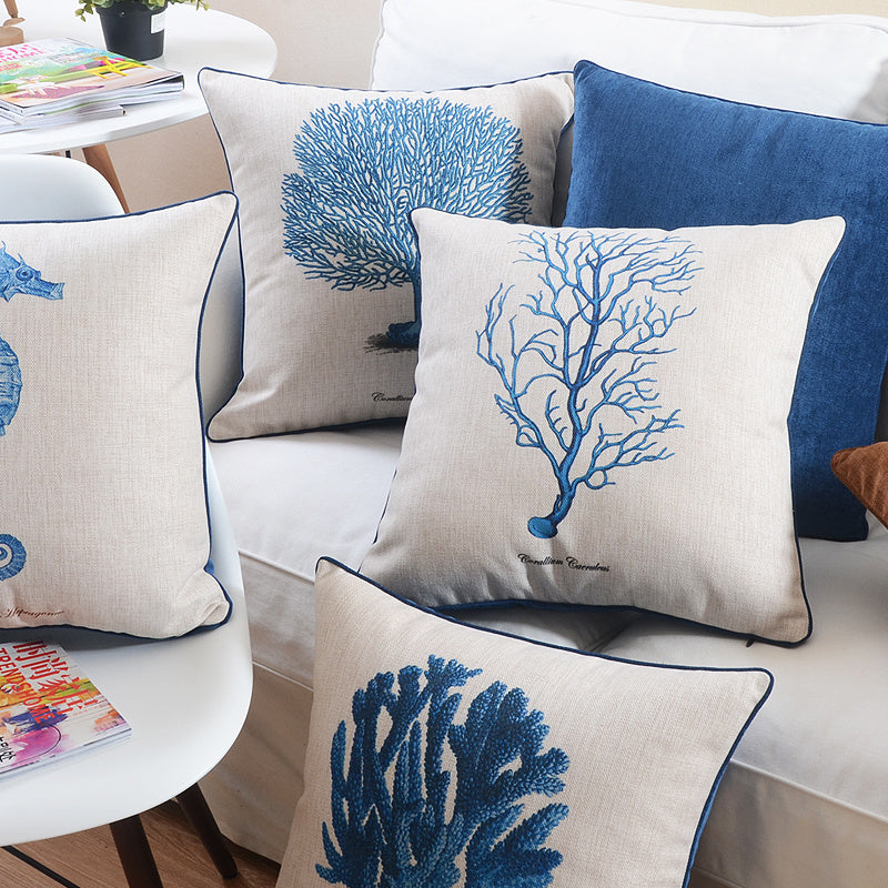 Ocean Series Home Sofa Cotton And Linen Cushion Case