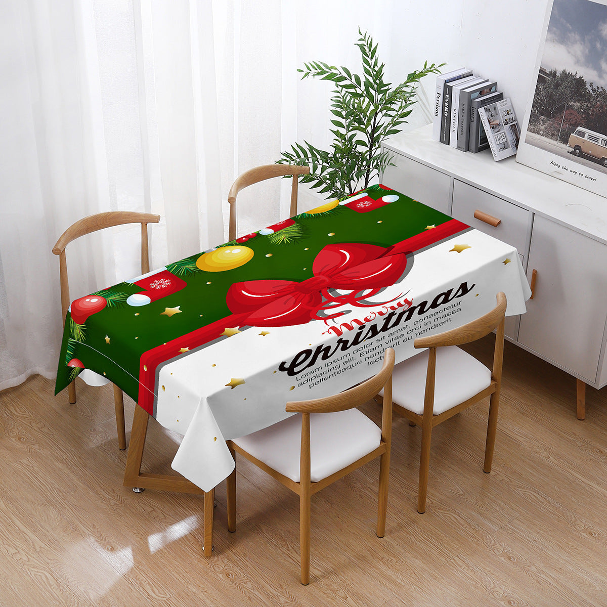 Printed Christmas Polyester Tablecloth Rectangular