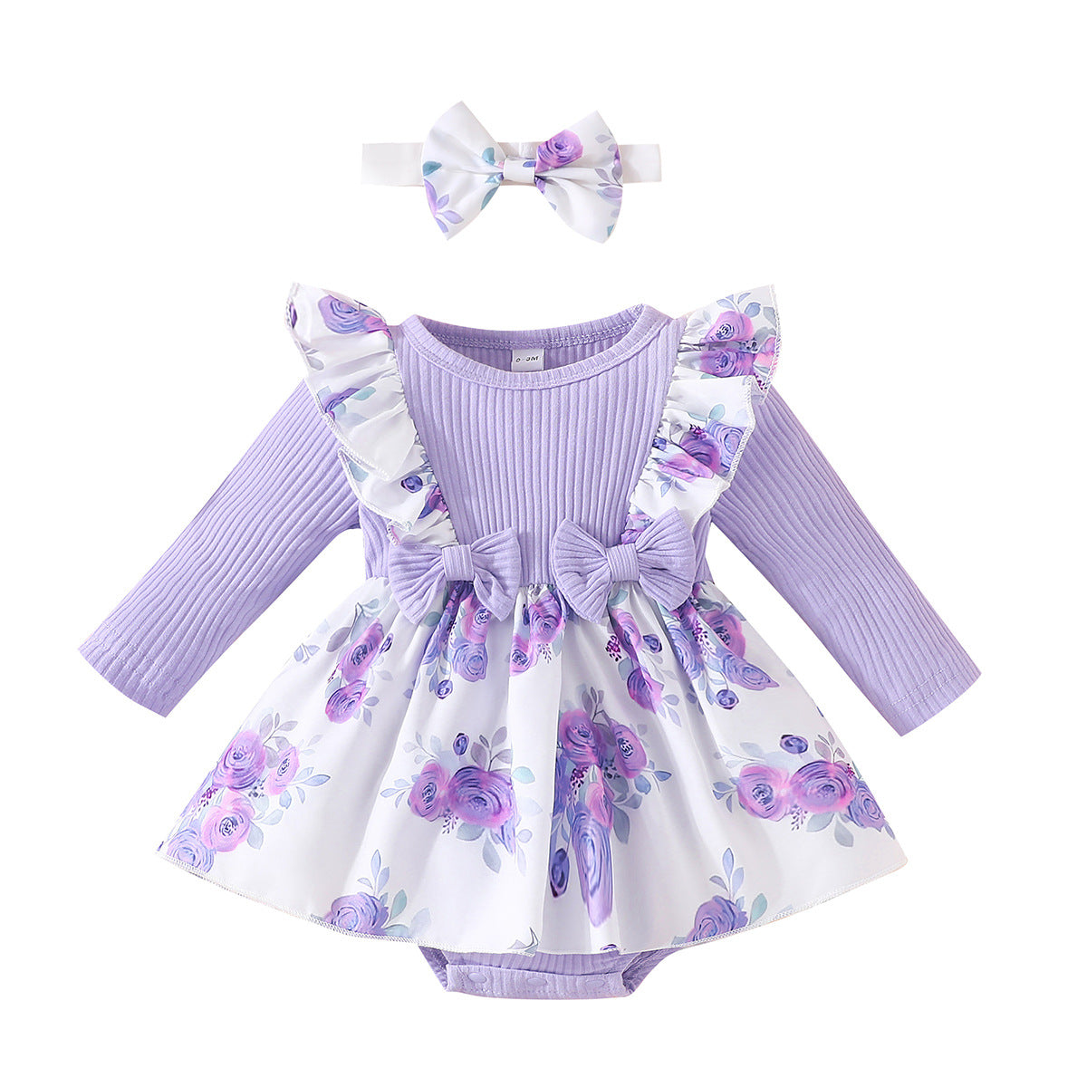 Triangle One Piece Baby's Gown Flower Print