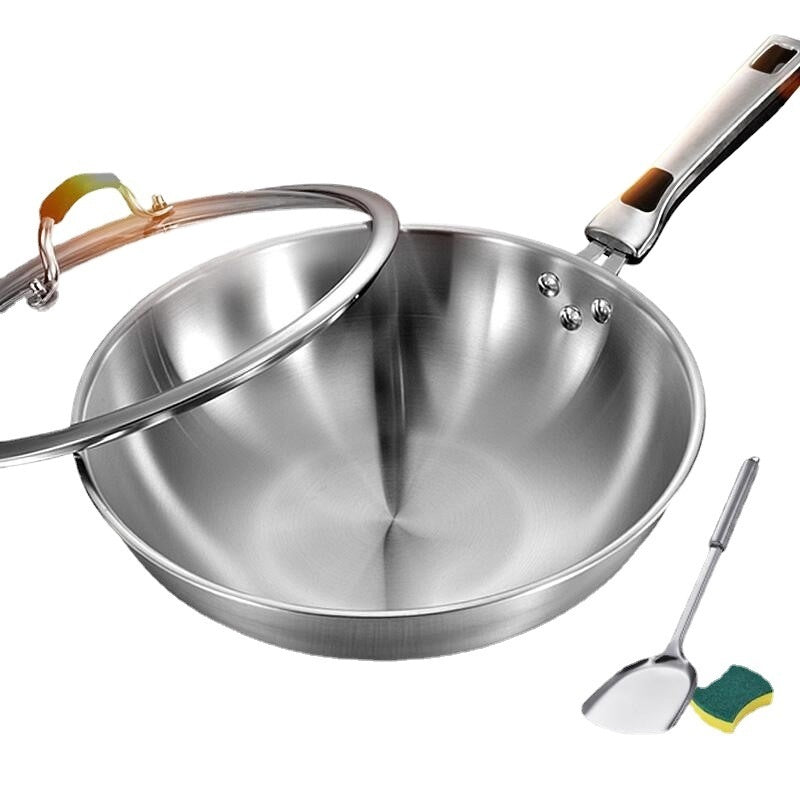 Stainless Steel Household Uncoated Frying Pan