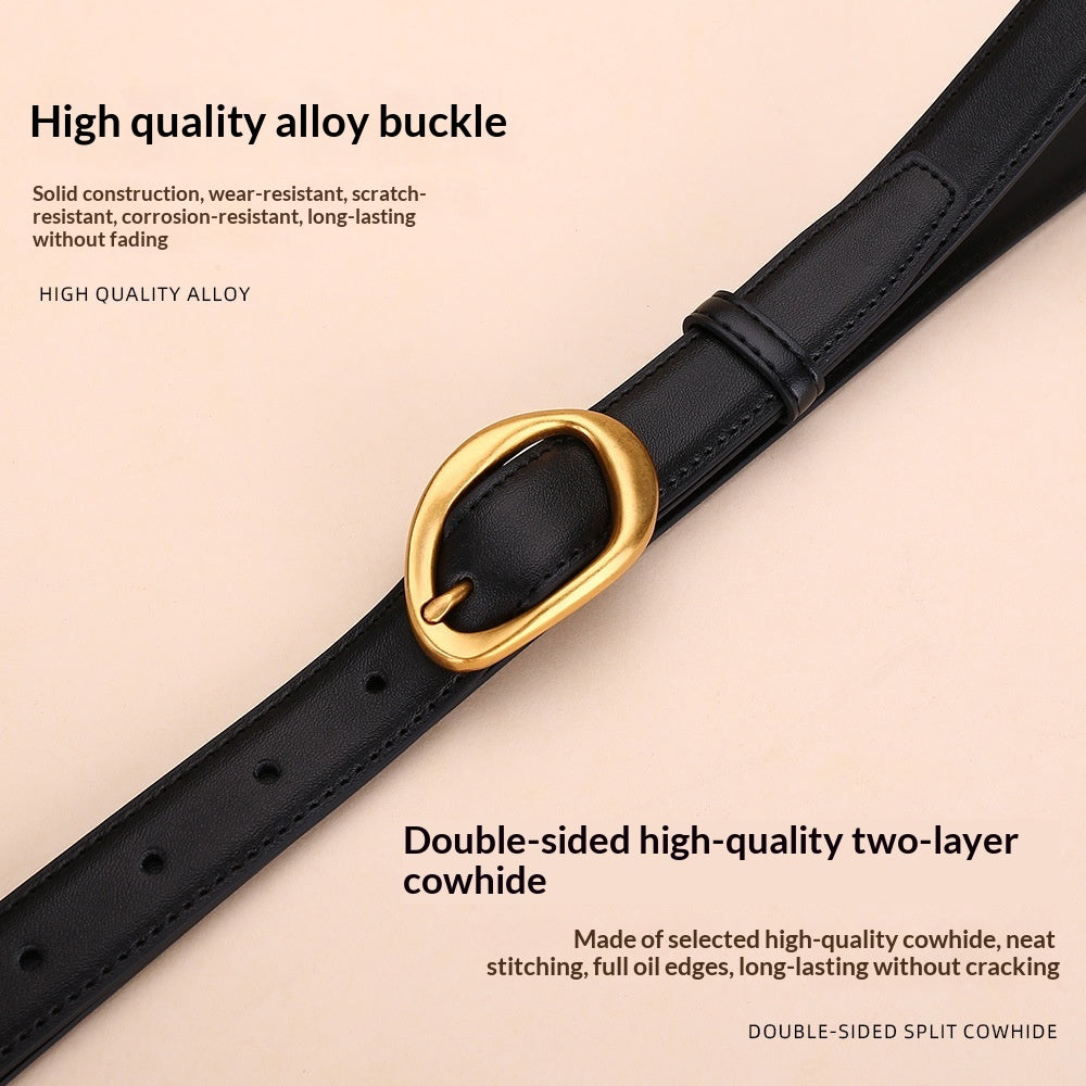 Womens Niche Design Cowhide Fashionable All-Match Belt