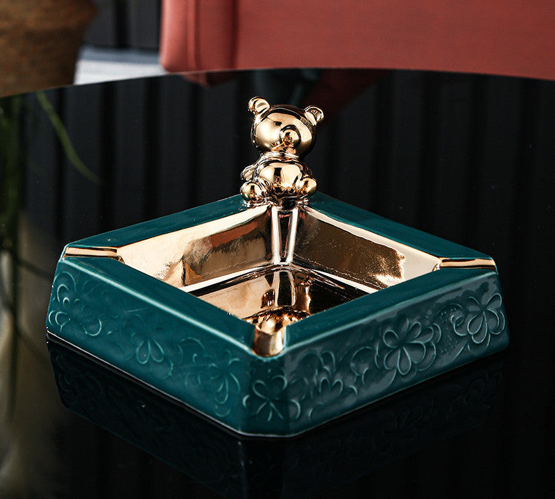 Ceramic Bear Ashtray, Light Luxury, Modern Creative Personality, KTV Hotel Office