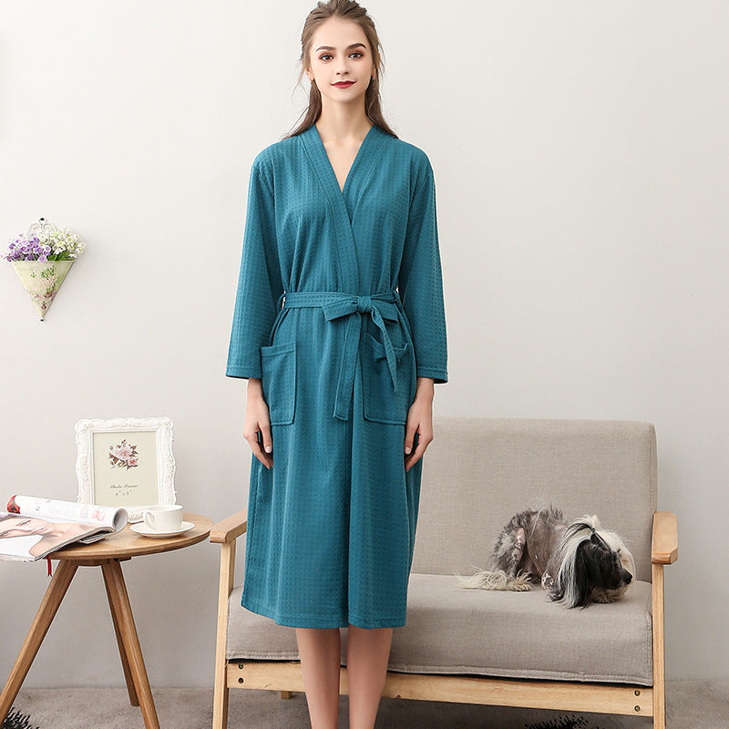 Bathrobe Women's Thin Waffle Couple Nightgown