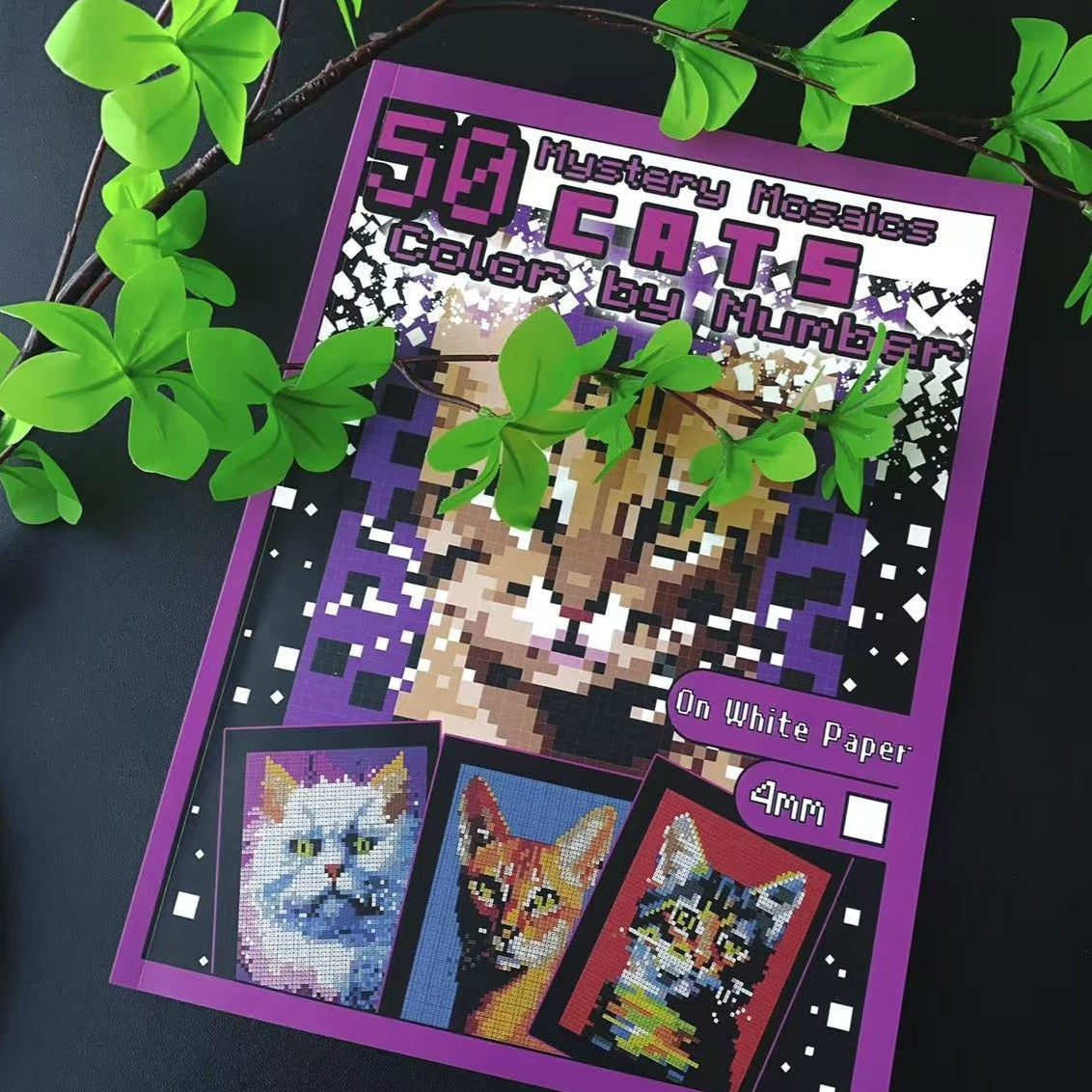 Digital Coloring Pixel Art Coloring Book Cat-Themed Main Image 50-Page Drawing Book
