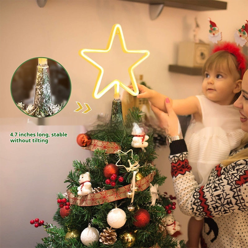 LED Tree Top Light Holiday Decoration Three-dimensional Luminous Star Light