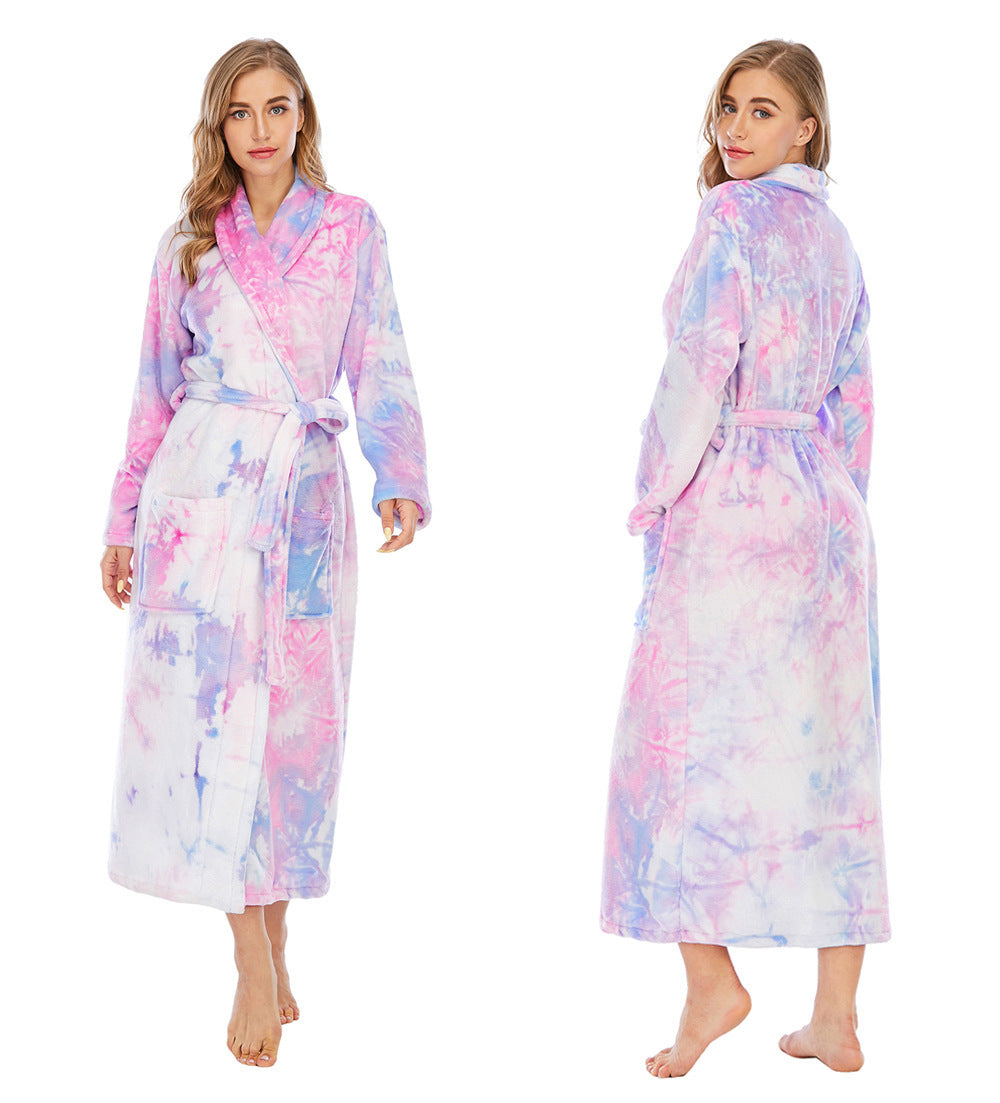 Ladies Tie-Dye Pajamas Long Thicken Homewear