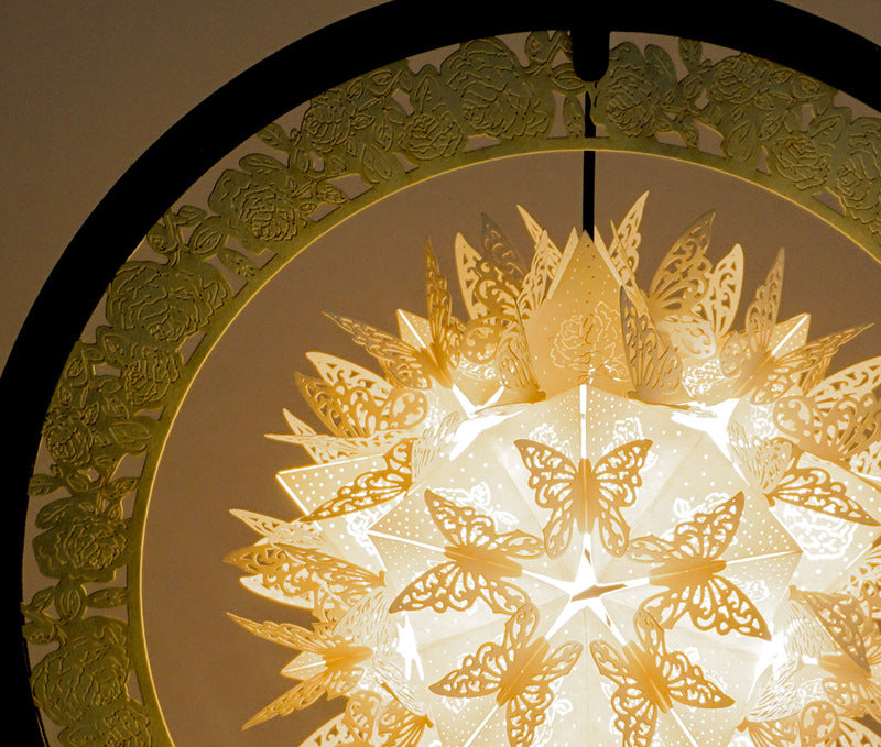 Valentine's Day Butterfly Love Flower Paper Carved Lamp