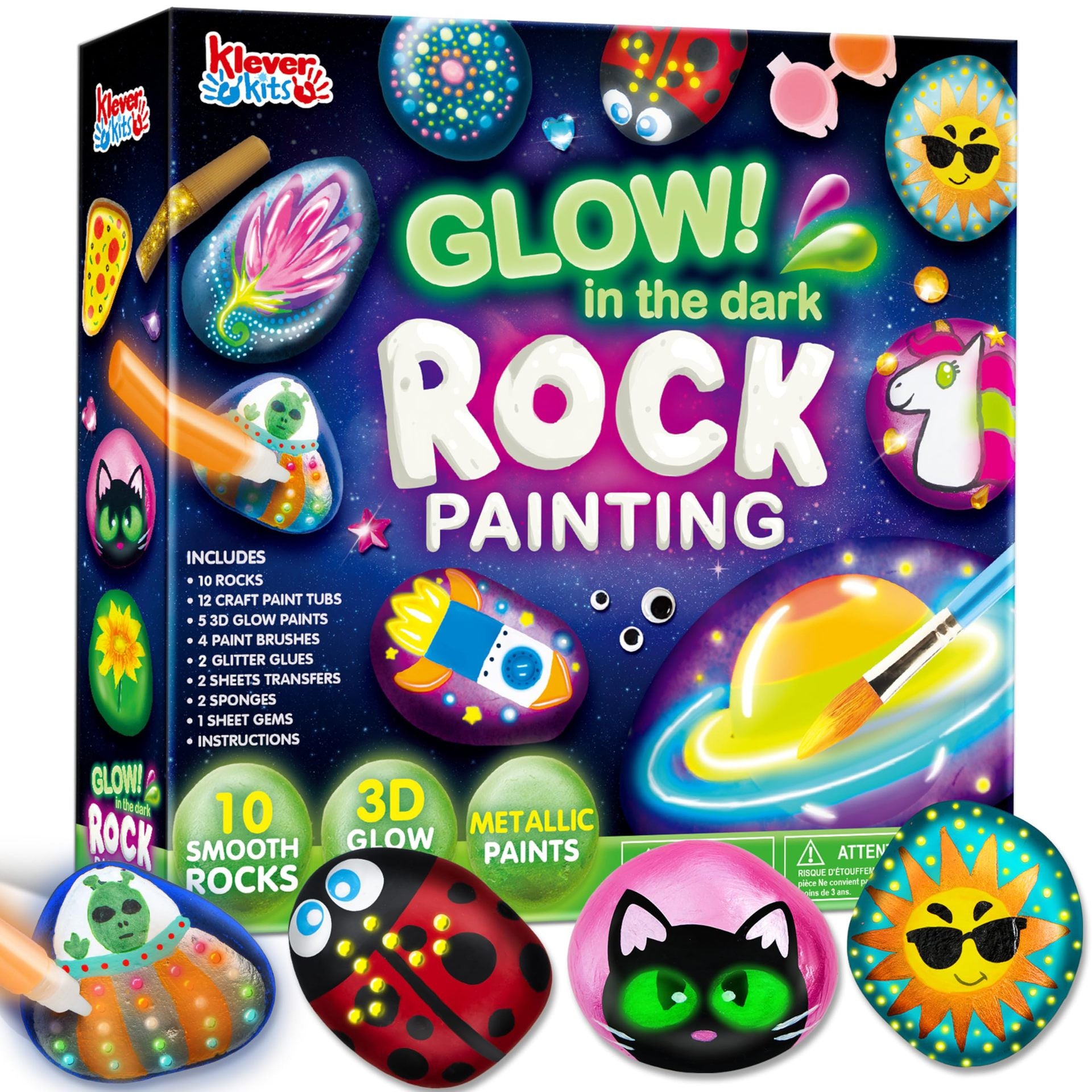 Creative Handmade DIY Graffiti Painted Luminous Rock Painting Suit Toy