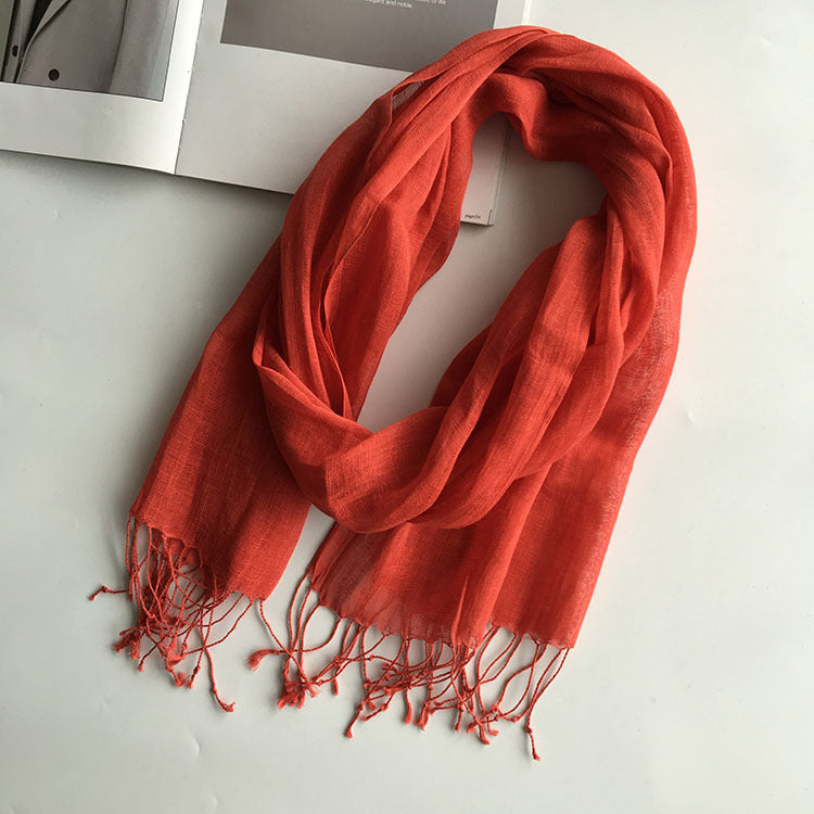 Thin Linen Candy Color Scarf Travel Holiday Sunscreen Shawl