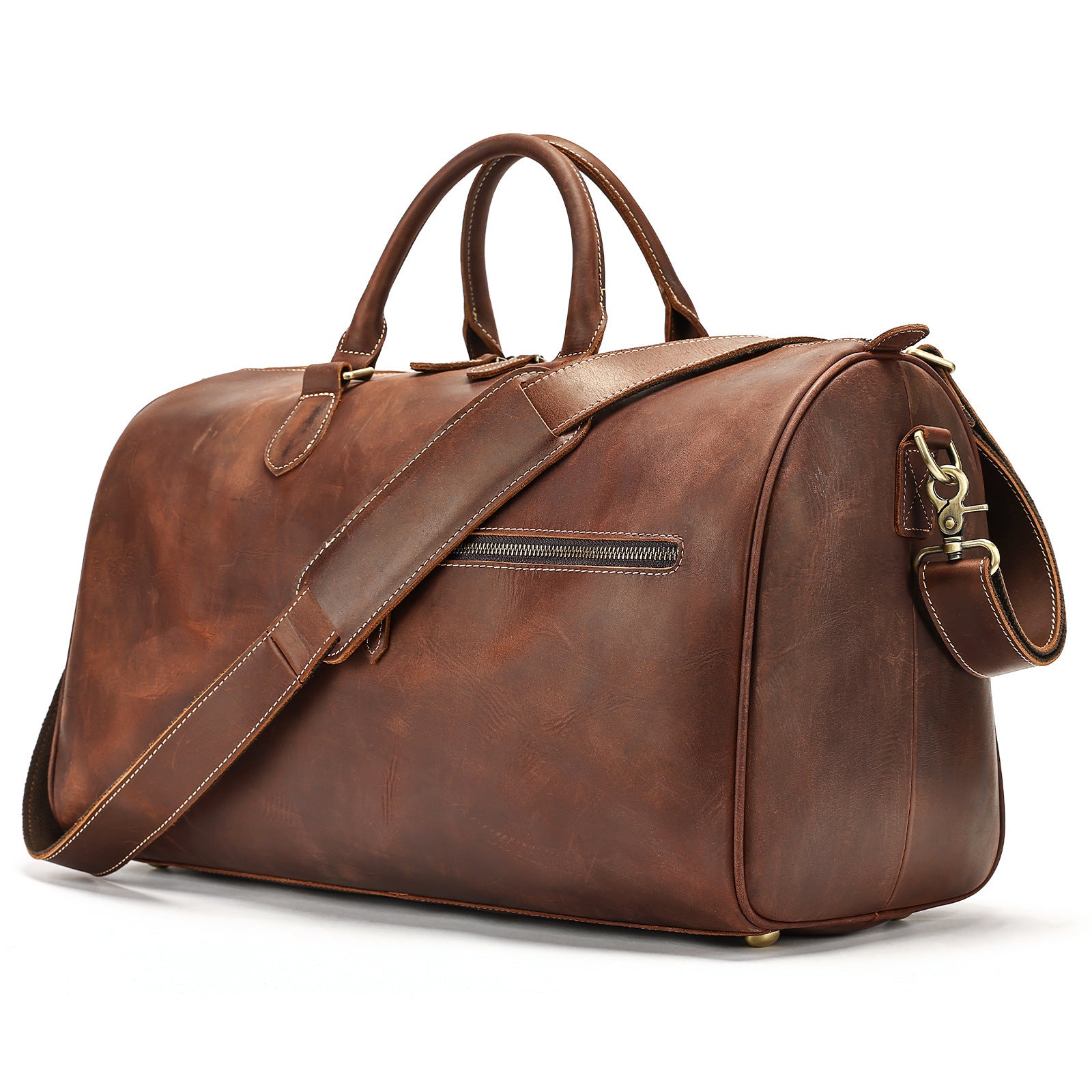 Sac bandoulière grande capacité en cuir vintage de voyage