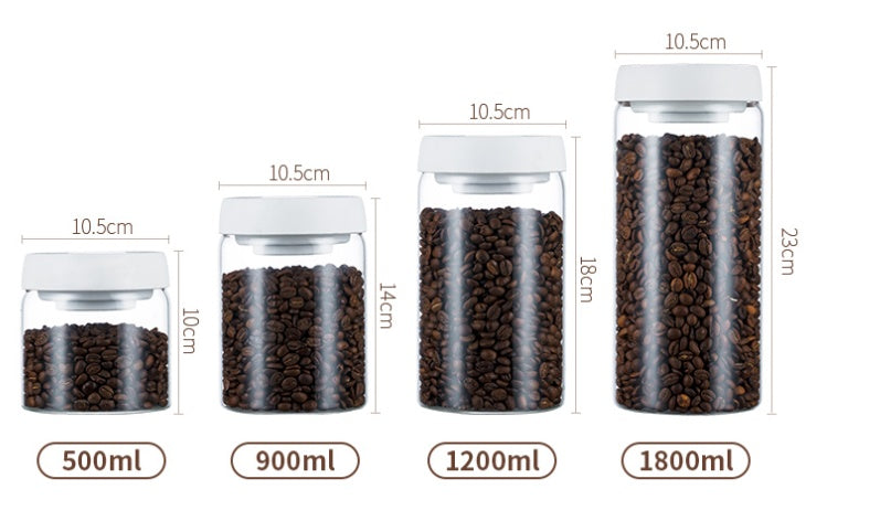 Vacuum Pumping Coffee Nut Glass Storage Jar
