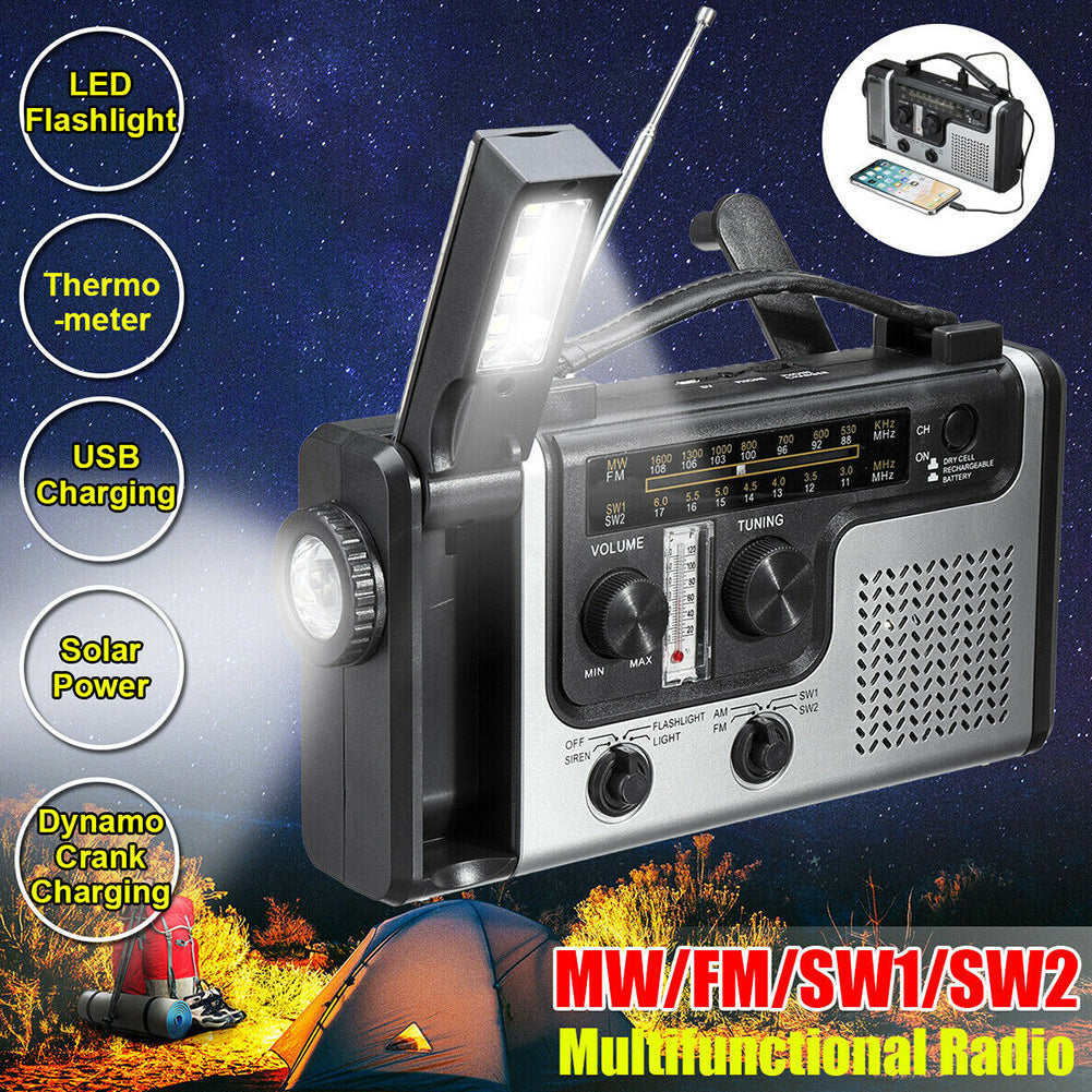 Multi-band AM FM SW Solar Hand Rechargeable LED Reading Light Radio