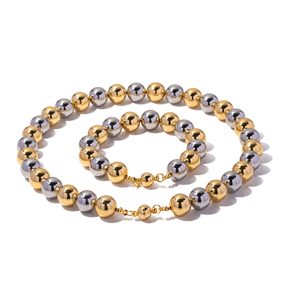 Special Interest Light Luxury High-grade Accessories Gold Steel Beaded Necklace