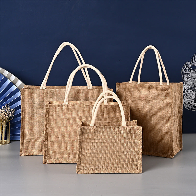Large Capacity Vintage Tote Shopping Jute Bag