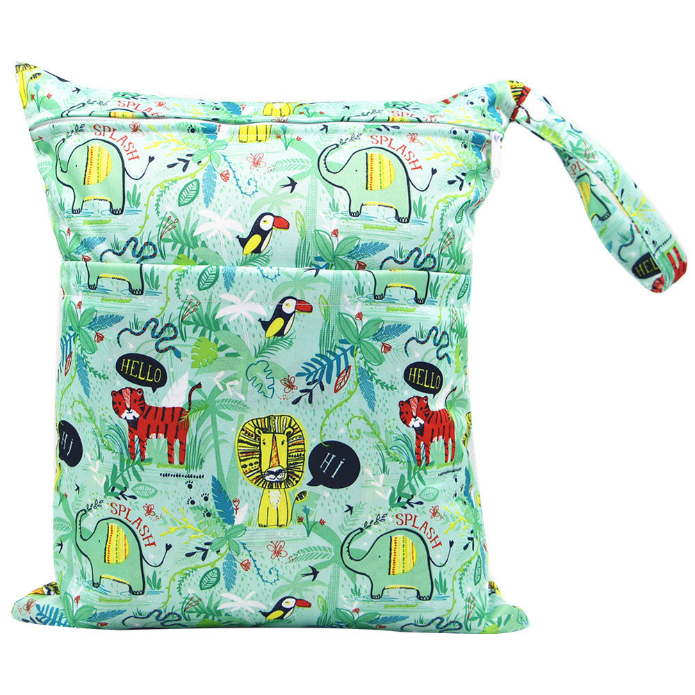 Diaper Bag 30 36cm Baby Double Zipper Printing Waterproof Diaper Bag