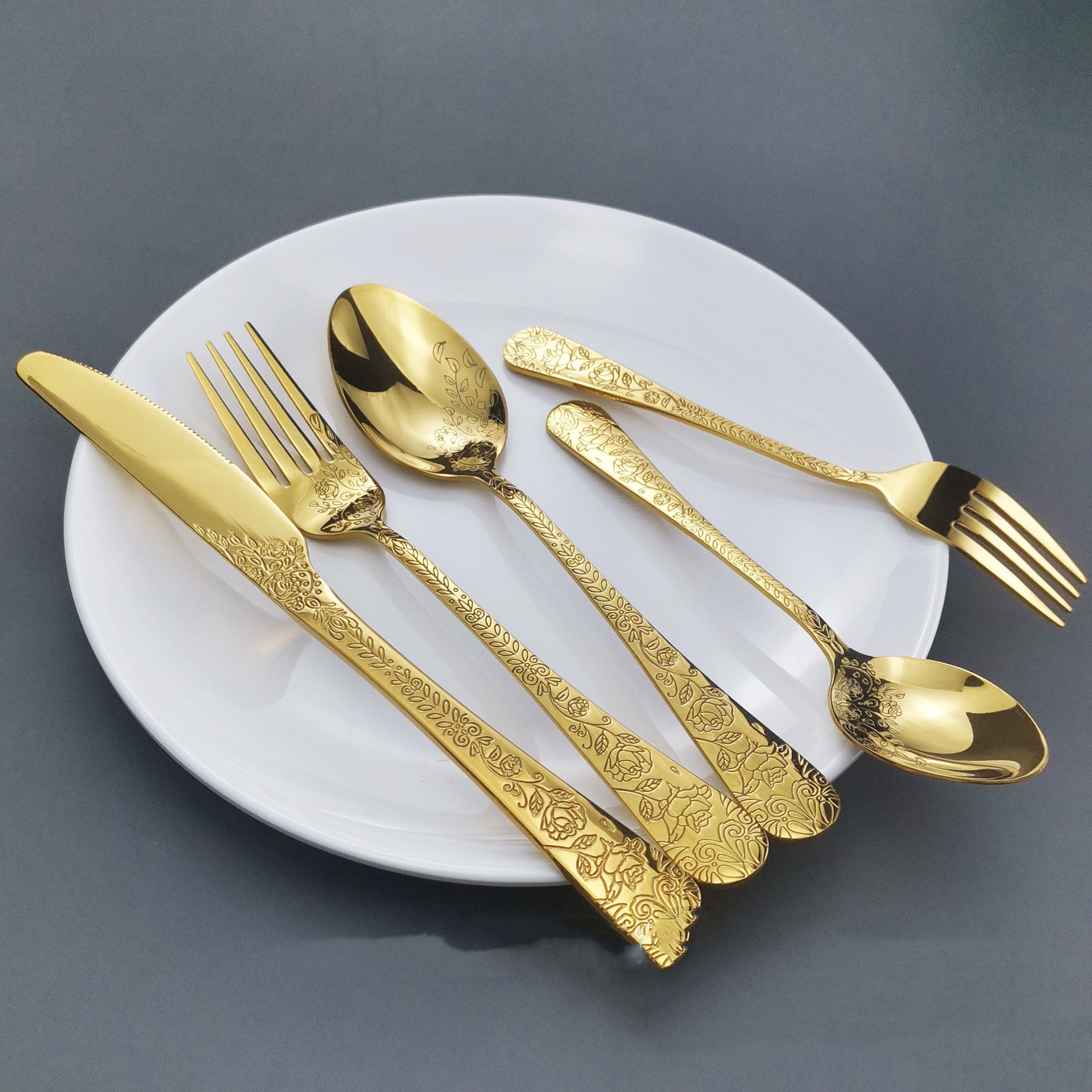 Stainless Steel Tableware Western Knives Dessert Spoon Fork Five-piece Set