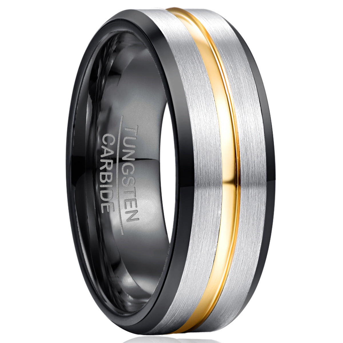 Bague en Tungstène pour Homme Surface Givrée