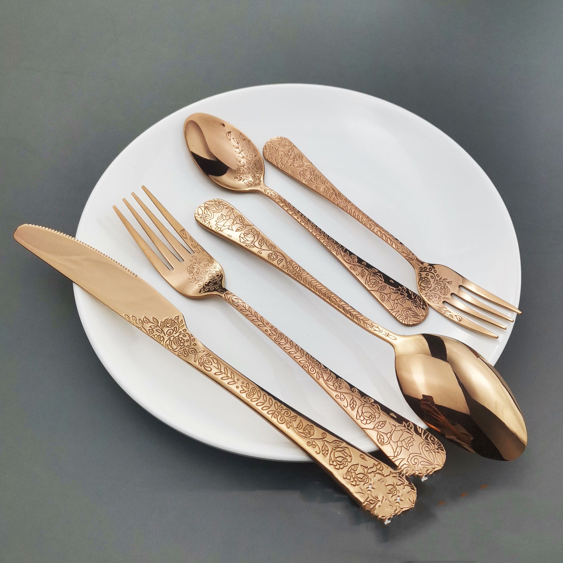 Stainless Steel Tableware Western Knives Dessert Spoon Fork Five-piece Set