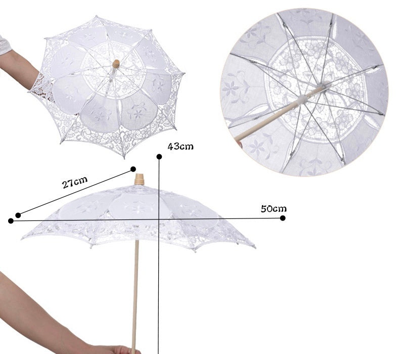White Lace Decorative Craft Umbrella