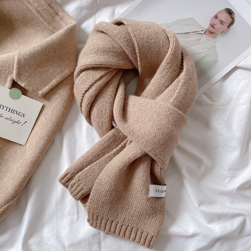 Wool Knitted Scarf Women's Autumn And Winter Thickened Warm