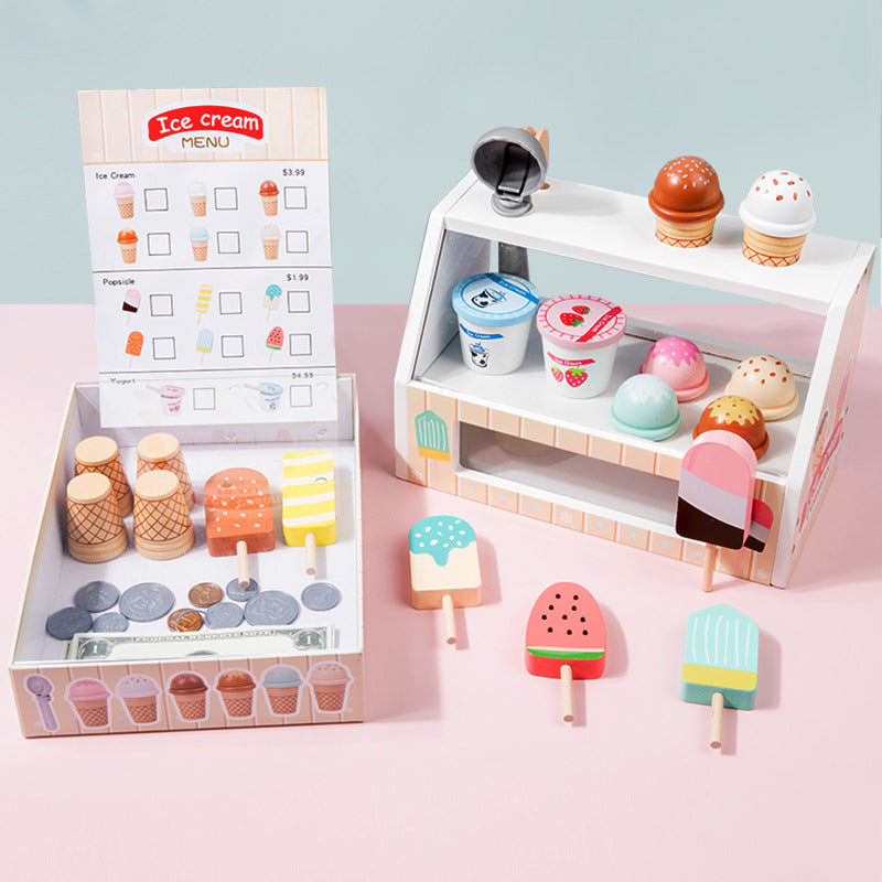 Children's Wooden Simulation Play House Ice Cream Toy