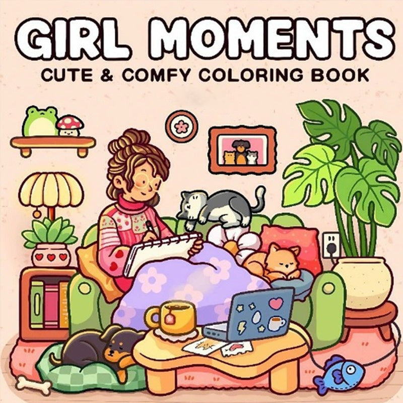 Coloring Book For Adults And Teens Cute Animal Characters Book Easy-to-start Coloring Book