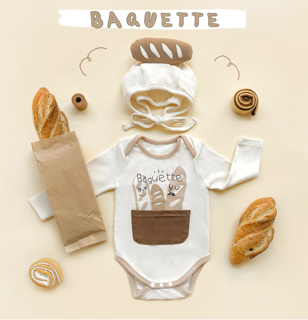 Spring Baby Jumpsuit Ins Korean Style Bread Shape Long-sleeve Jumpsuit