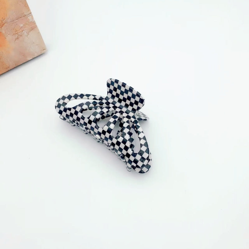 9CM Plaid Barrettes Girly Temperamental Hollow Grip