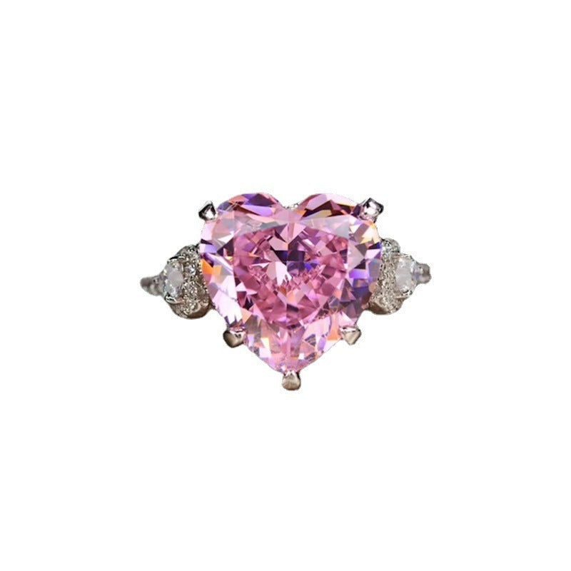 Micro-set Zircon Diamond Love Peach Heart Ring Women