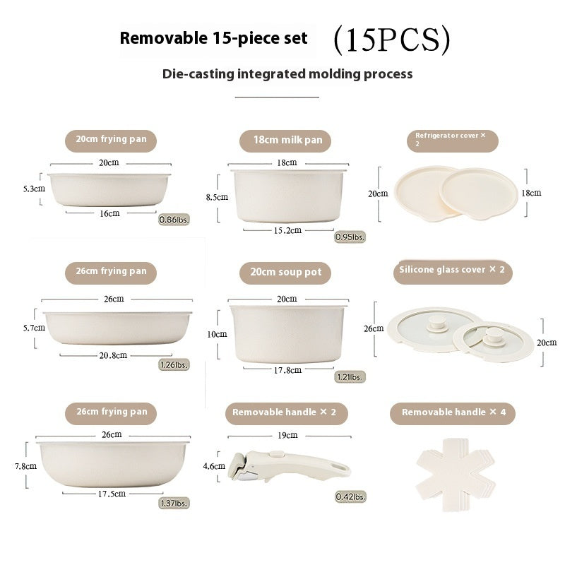 Removable Pot Set Pan Household Handle Separation