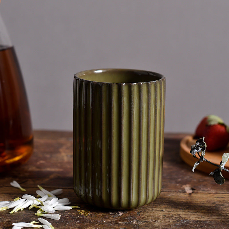Porcelain Kiln Change Tea Cup Vintage Stripe