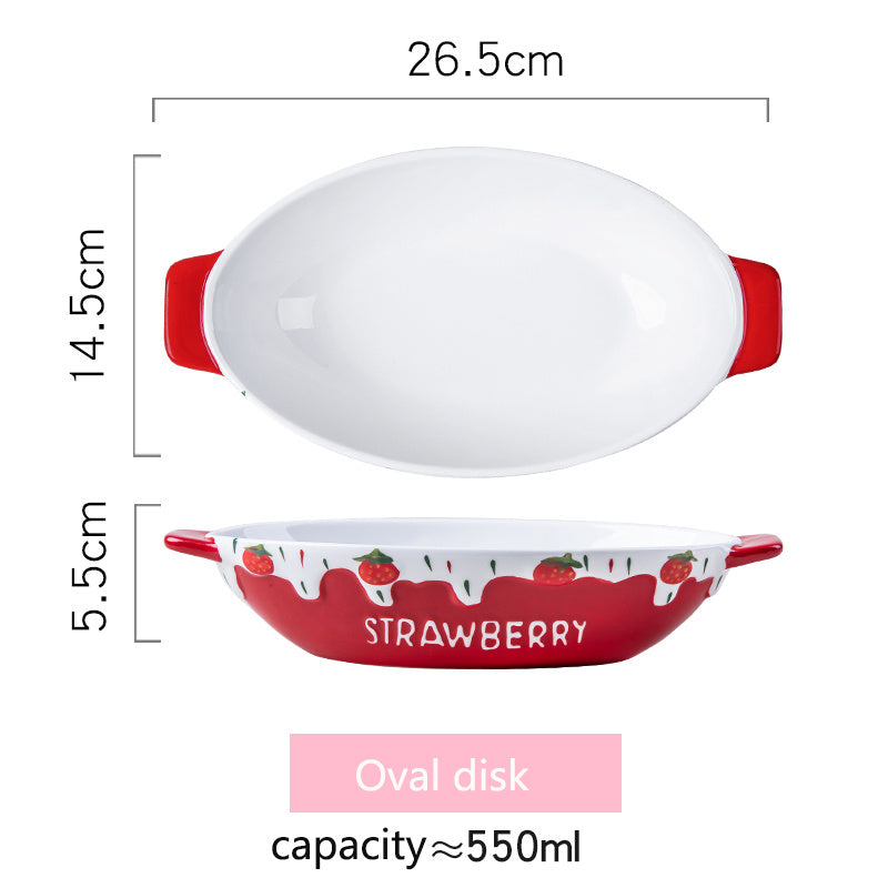 Fashion Strawberry Creative Plate Dishes Home Baking Pan Ceramic Cute Plate