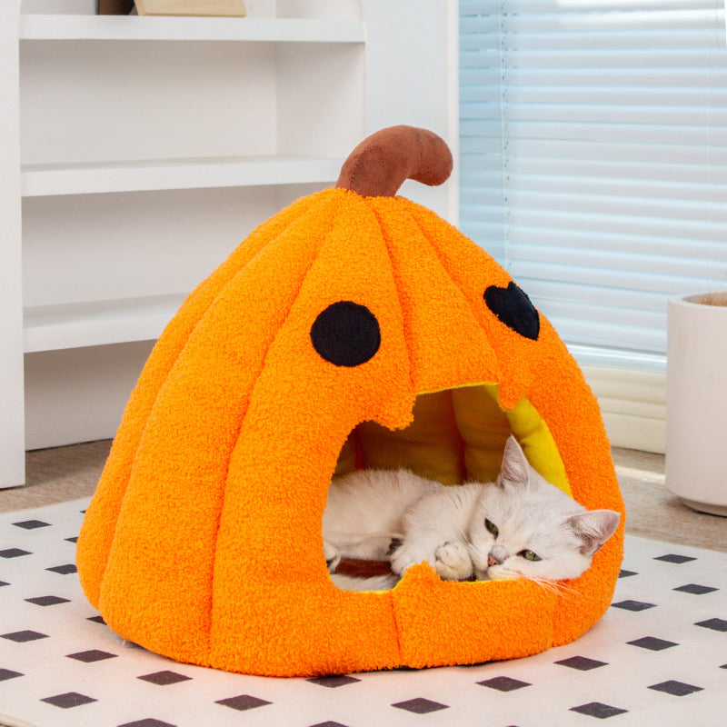 Cat Nest Sleeping Hut Habitat Pet Supplies Cozy Pet Cave Tent Halloween Pumpkin Nest Dog Cat Bed For Poodle Puppy Dog Animals