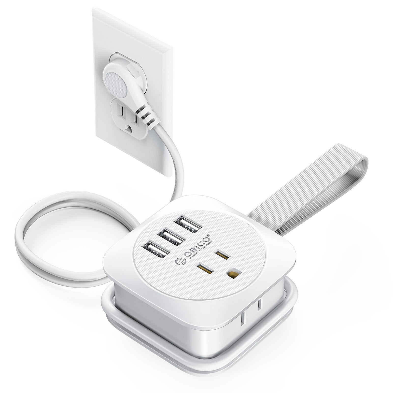 Travel Power Strip With USB Porous Charging Portable Storage