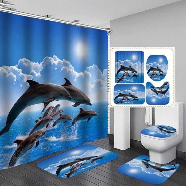 3D Printing Digital Printing Flower Bathroom Four-piece Set
