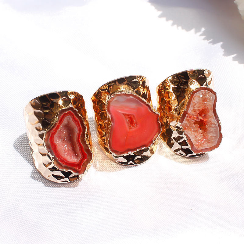 Natural Agate Crystal Hole Ring Natural Stone Rough Stone Slice