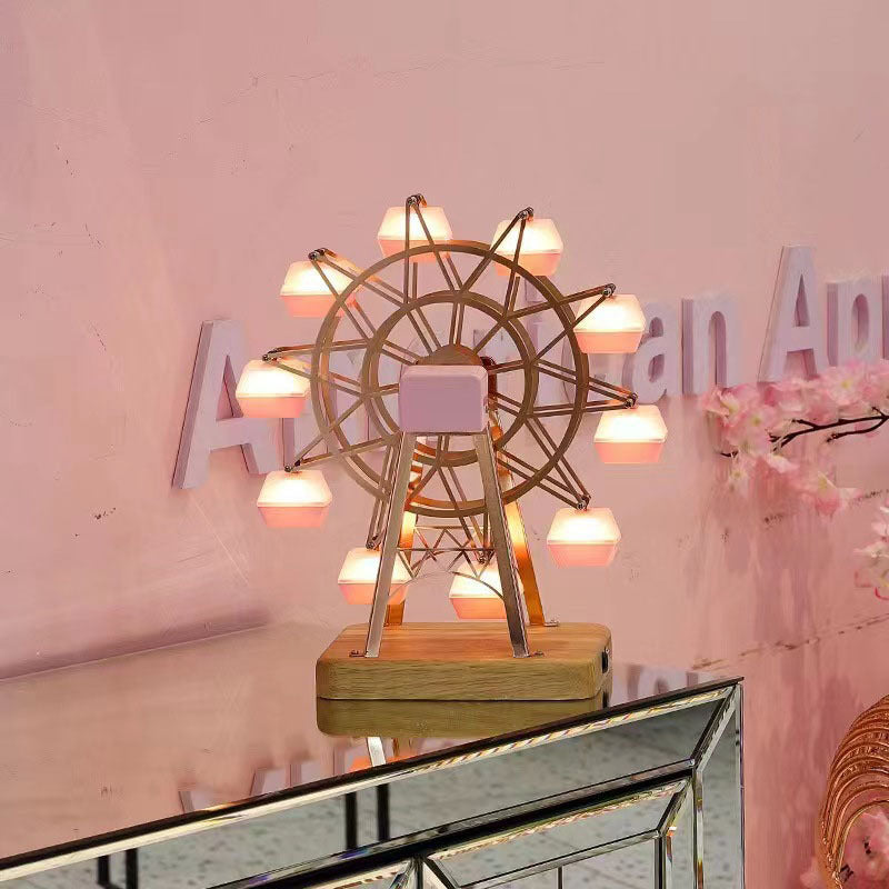 Lampe de Nuit Créative Décorative Petite Grande Roue Lampe d'Ambière Rotative