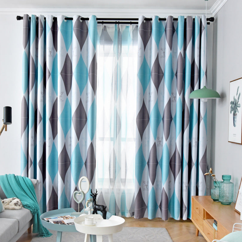 Ins Nordic Style Diamond Space-time Curtain Fabric Shade Be