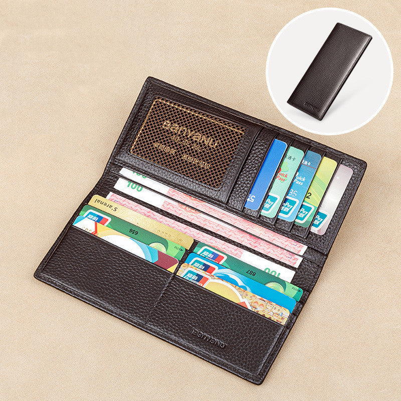 Leather Factory Wallet Men's Long Leather Ultra-thin