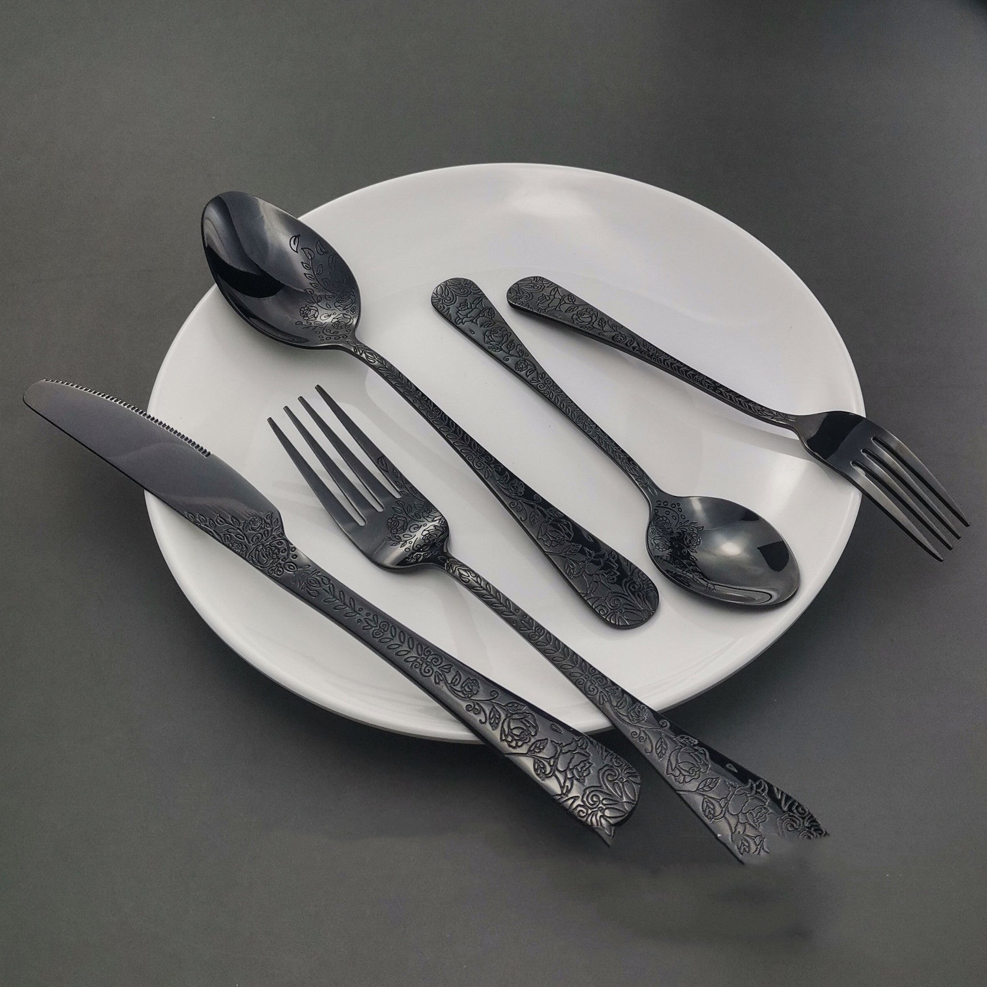 Stainless Steel Tableware Western Knives Dessert Spoon Fork Five-piece Set