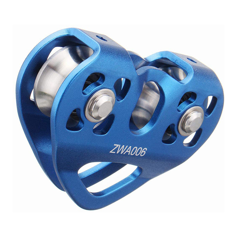 Heart Shaped Rock Climbing Double Shaft Pulley O-Shaped Threaded Steel Lock Rope