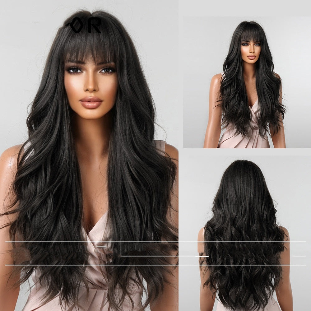 Wig Long Hair Natural Straight Bangs Big Wave