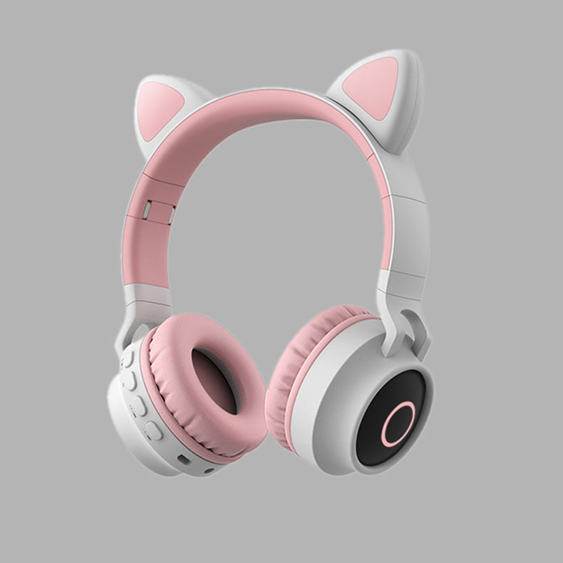 Casque Audio LED Oreilles de Chat Bluetooth 5.0 sans Fil Pliable Portable pour Enfants avec Microphone, Meilleur Cadeau