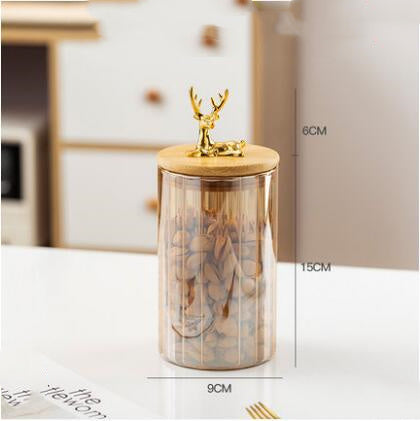 Gold Glass Vertical Stripe Storage Tank