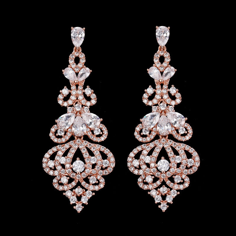Exaggerated Temperament Long Zircon Earrings For Women