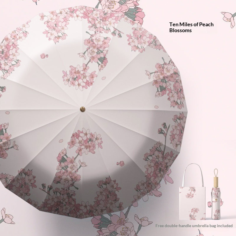 32-Rib New Chinese-Style Vintage Folding Umbrella For Sun And Rain
